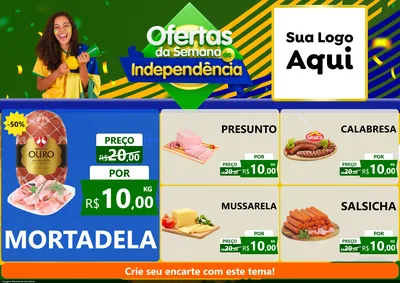 Modelo de Encarte para Encarte A4 Horizontal com o tema Ofertas da Semana da Independência para Frios e Laticínios