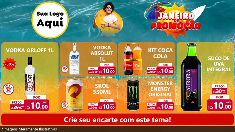 Modelo de TV para TV Horizontal com o tema Janeiro de Promoção para Distribuidora de bebidas