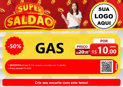 Modelo de Cartaz para Cartaz A4 Horizontal com o tema Super Saldão para Água e gás