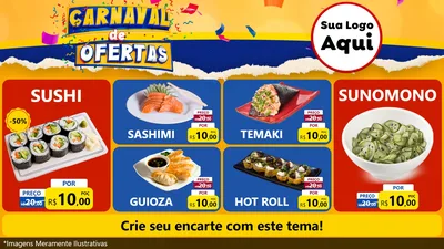 Modelo de TV para TV Horizontal com o tema Carnaval de Ofertas para Comida japonesa