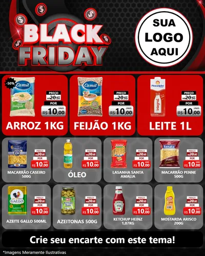 Modelo de Rede Social para Feed Instagram com o tema Black Friday para Supermercado