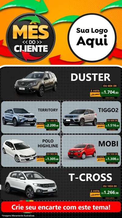 Modelo de TV para TV Vertical com o tema Mês do Cliente para Concessionaria de Carros