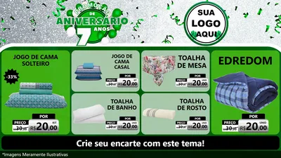 Modelo de TV para TV Horizontal com o tema Promoção de Aniversário - 7 Anos para Cama, Mesa e Banho