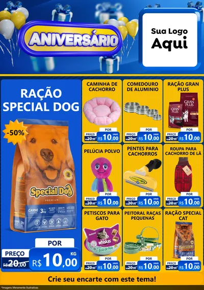 Modelo de Encarte para Encarte A4 Vertical com o tema Aniversário para Pet Shop