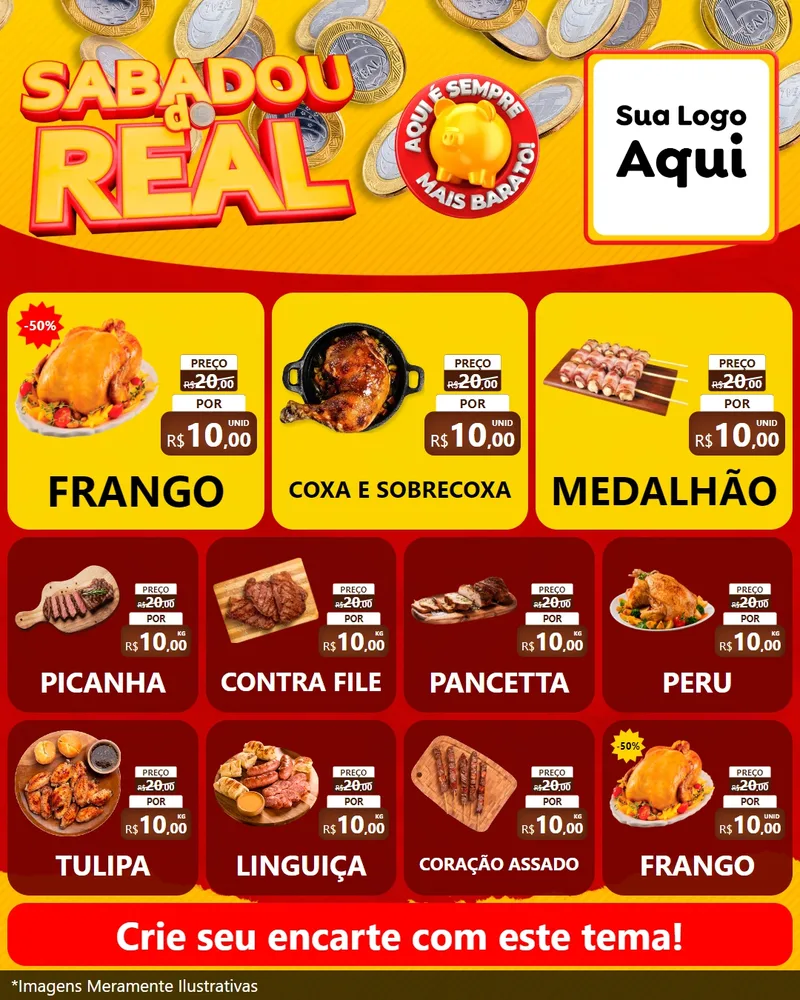 Modelo de Rede Social para Feed Instagram com o tema Sabadou do Real para Assados