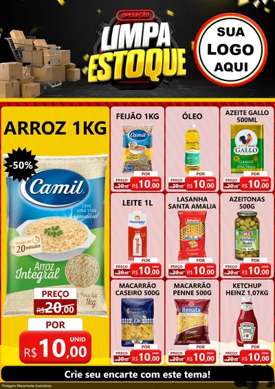 Modelo de Encarte para Encarte A4 Vertical com o tema Operação Limpa Estoque para Supermercado