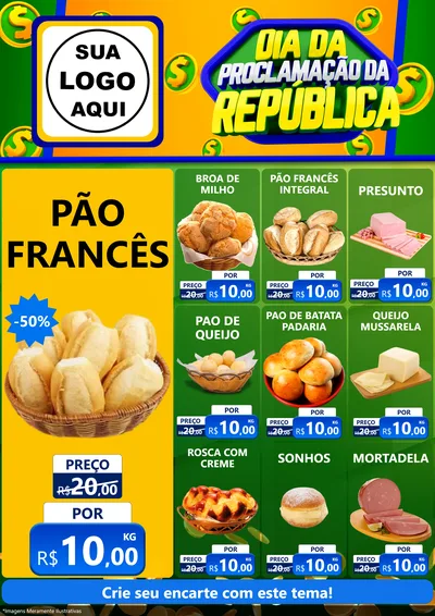 Modelo de Encarte para Encarte A4 Vertical com o tema Dia Da Proclamação da República para Padaria