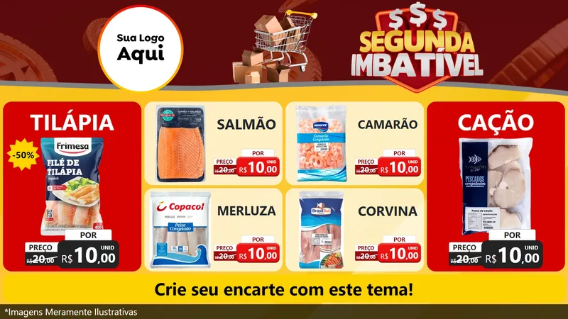 Modelo de TV para TV Horizontal com o tema Segunda Imbatível para Peixaria