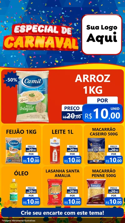Modelo de Rede Social para Stories com o tema Especial de Carnaval para Supermercado