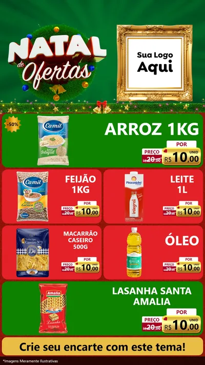 Modelo de TV para TV Vertical com o tema Natal de Ofertas para Supermercado