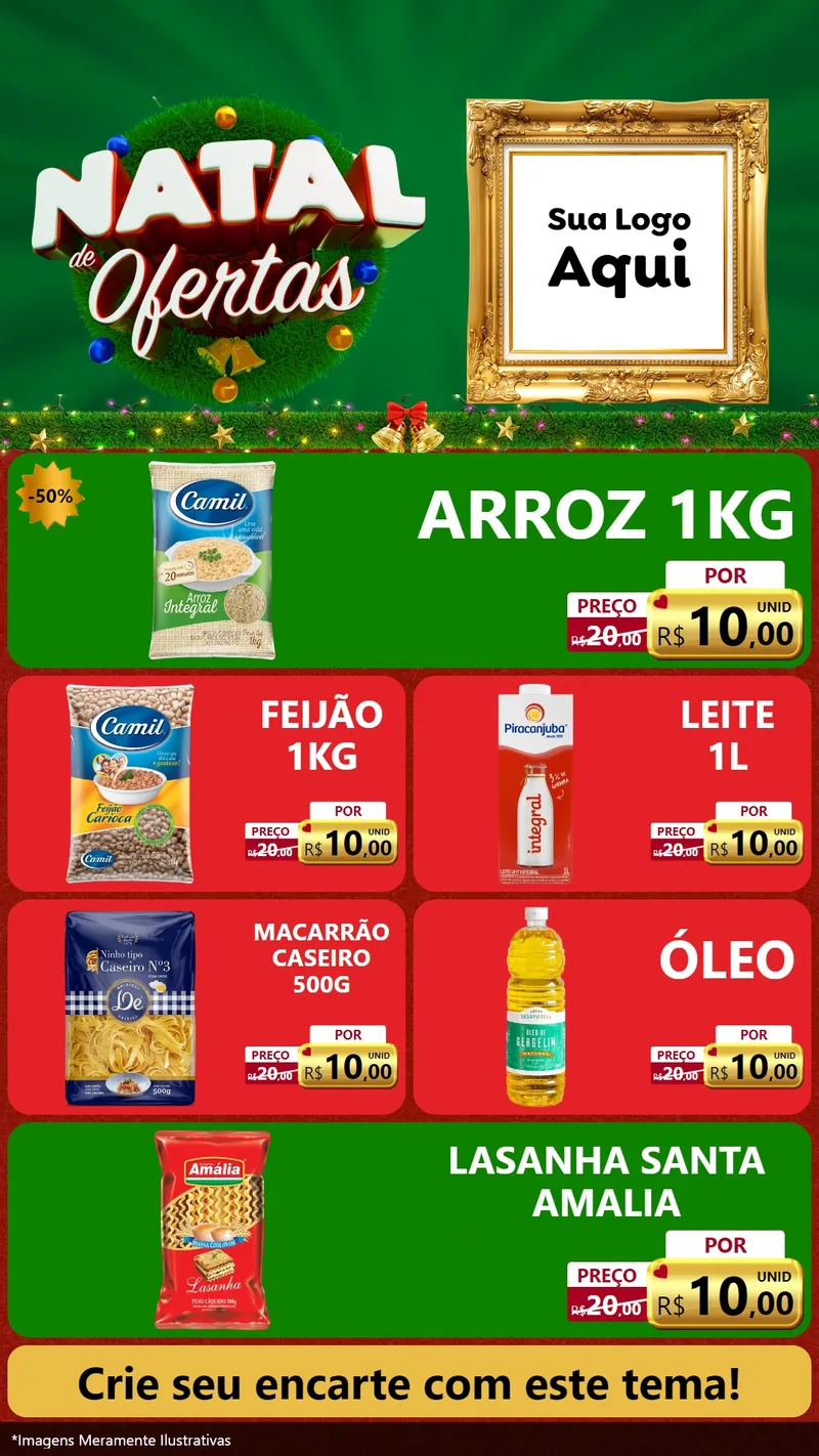 Modelo de TV para TV Vertical com o tema Natal de Ofertas para Supermercado