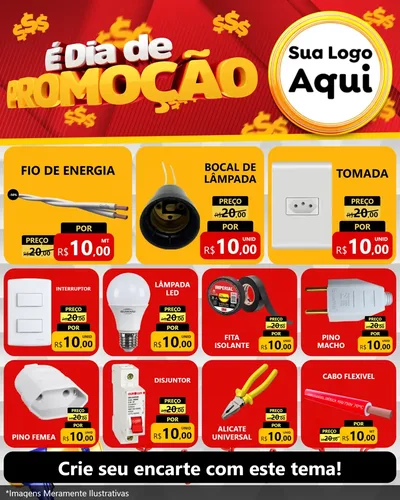 Modelo de Rede Social para Feed Instagram com o tema É Dia De Promoção para Materiais Elétricos