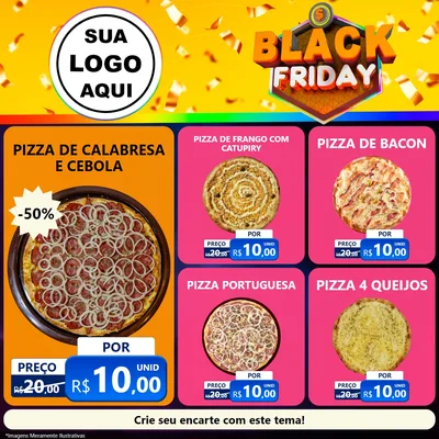 Modelo de Rede Social para Feed Facebook com o tema Black Friday para Pizzaria