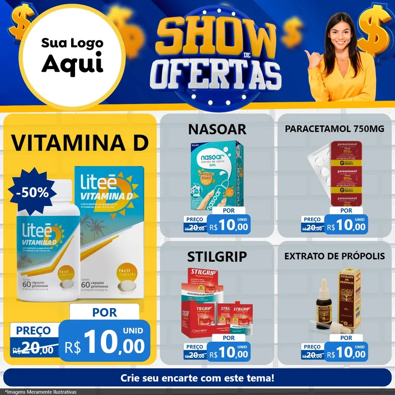 Modelo de Rede Social para Feed Facebook com o tema Show de Ofertas para Farmácia