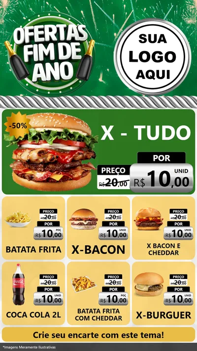 Modelo de Rede Social para Stories com o tema Ofertas Fim de Ano para Hamburgueria