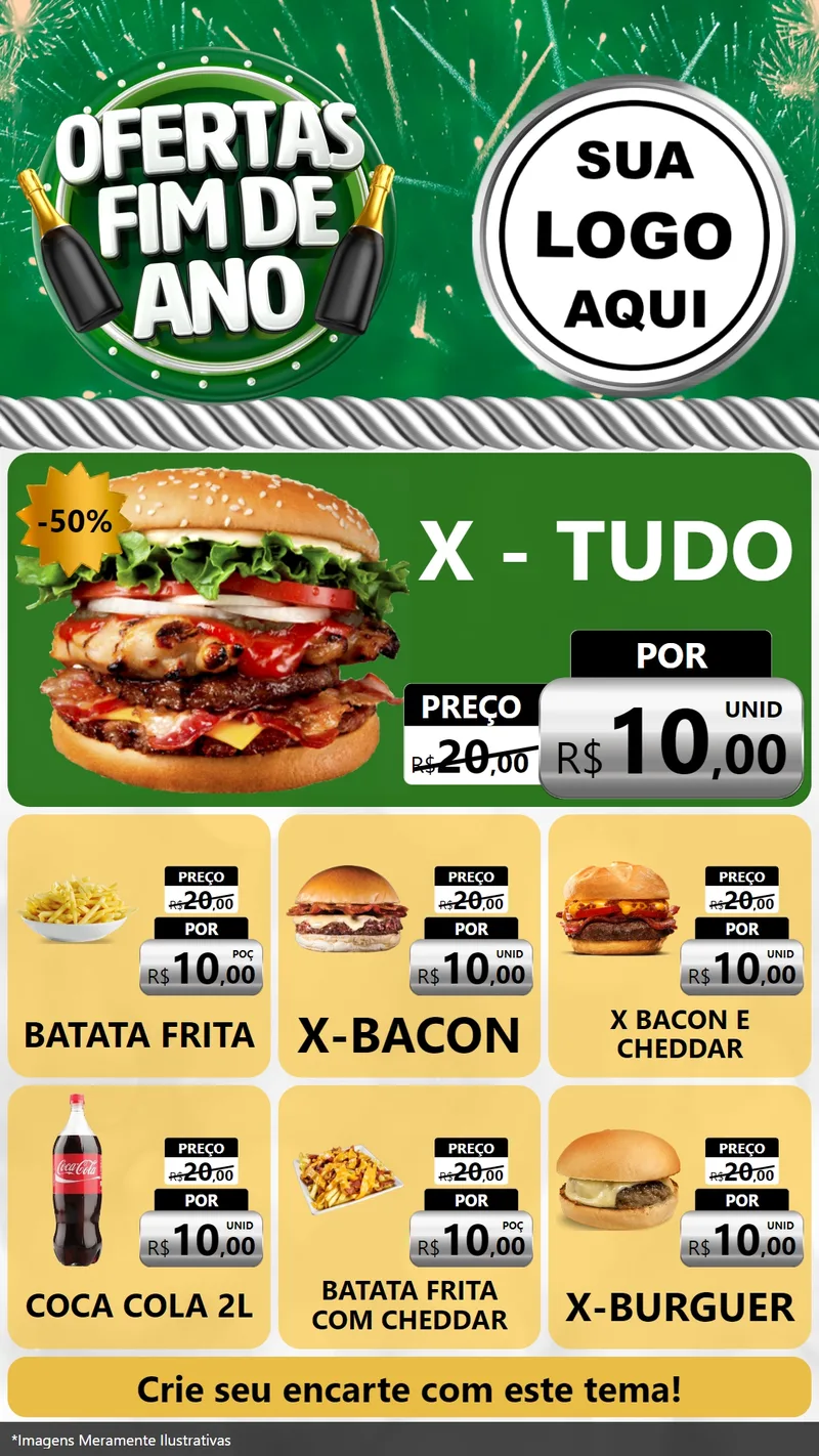 Modelo de Rede Social para Stories com o tema Ofertas Fim de Ano para Hamburgueria