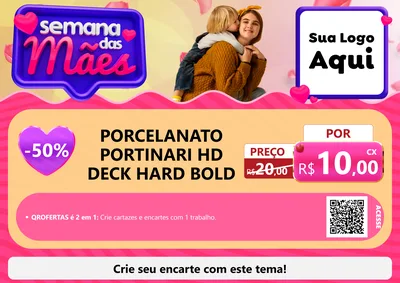 Modelo de Cartaz para Cartaz A4 Horizontal com o tema Semana das Mães para Pisos e revestimentos