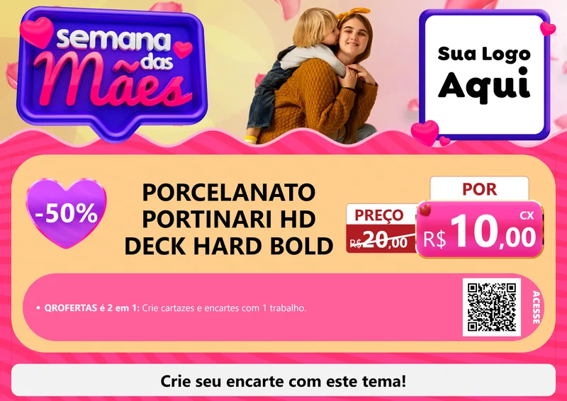 Modelo de Cartaz para Cartaz A4 Horizontal com o tema Semana das Mães para Pisos e revestimentos