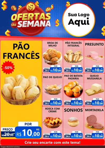 Modelo de Encarte para Encarte A4 Vertical com o tema Ofertas Da Semana para Padaria