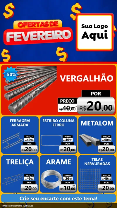 Modelo de Rede Social para Stories com o tema Ofertas de Fevereiro para Ferragens