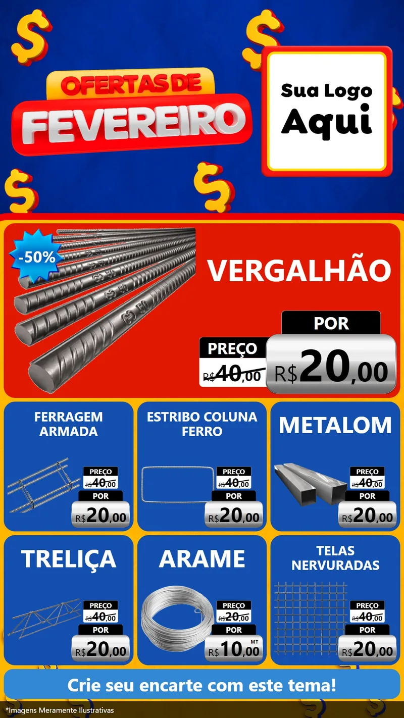 Modelo de Rede Social para Stories com o tema Ofertas de Fevereiro para Ferragens