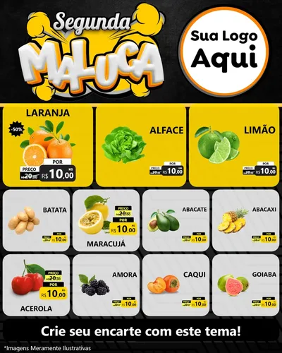 Modelo de Rede Social para Feed Instagram com o tema Segunda Maluca para Hortifrúti