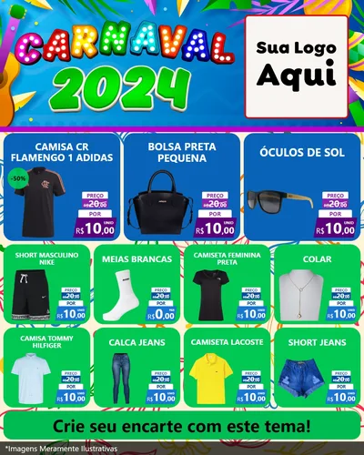 Modelo de Rede Social para Feed Instagram com o tema Carnaval 2027 para Roupas e acessórios