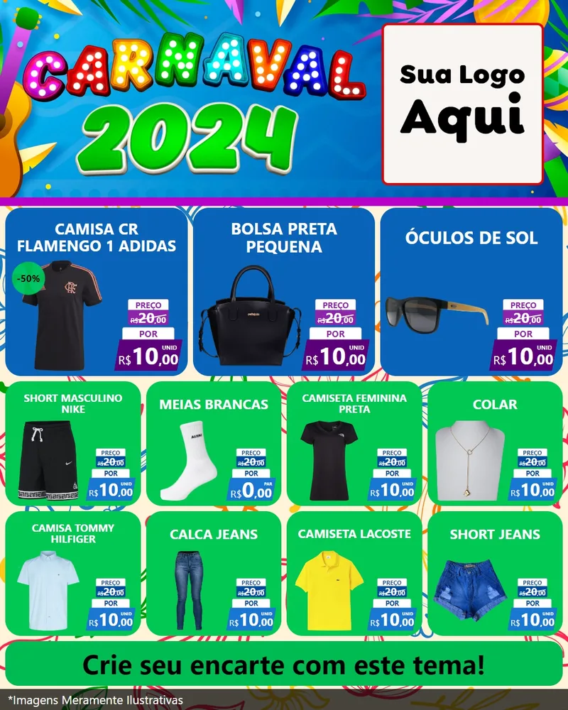 Modelo de Rede Social para Feed Instagram com o tema Carnaval 2027 para Roupas e acessórios