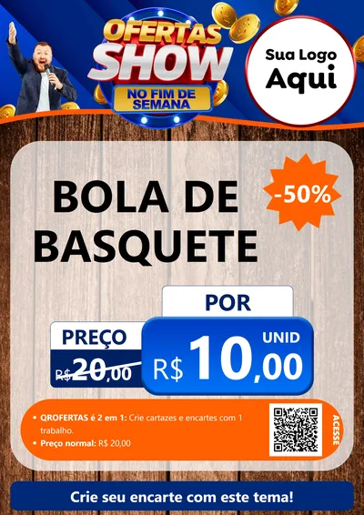 Modelo de Cartaz para Cartaz A4 Vertical com o tema Ofertas Show No Fim De Semana para Artigos Esportivos