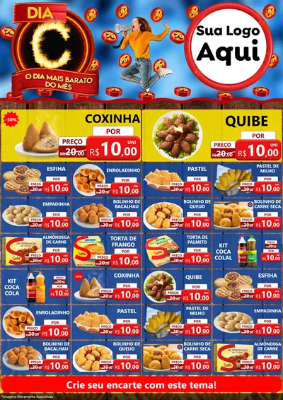 Modelo de Encarte para Encarte A4 Vertical com o tema Dia C - O Dia Mais Barato Do Mês para Salgadaria