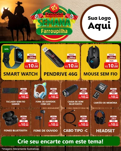 Modelo de Rede Social para Feed Instagram com o tema Especial Semana Farroupilha para Informática