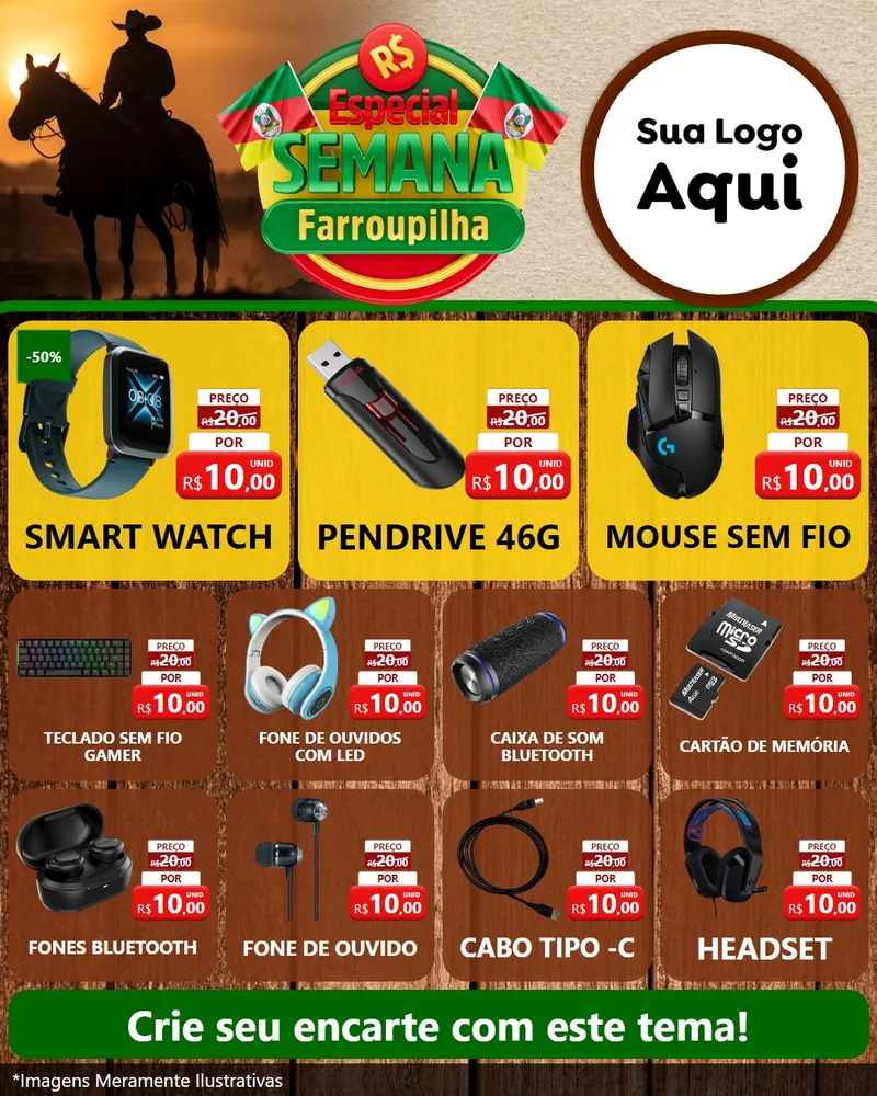 Modelo de Rede Social para Feed Instagram com o tema Especial Semana Farroupilha para Informática