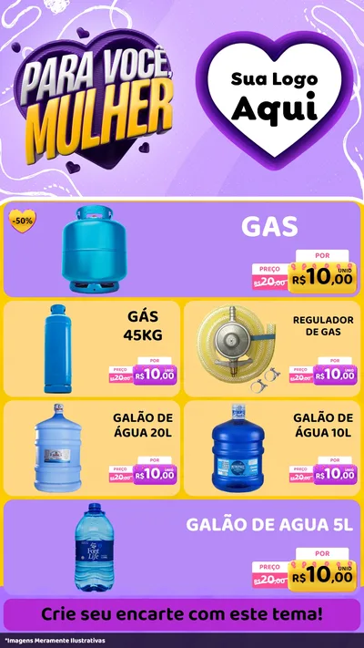 Modelo de TV para TV Vertical com o tema Para Você, Mulher para Água e gás