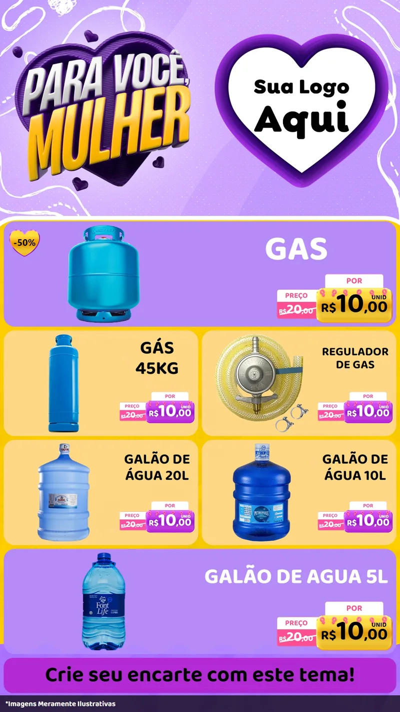 Modelo de TV para TV Vertical com o tema Para Você, Mulher para Água e gás