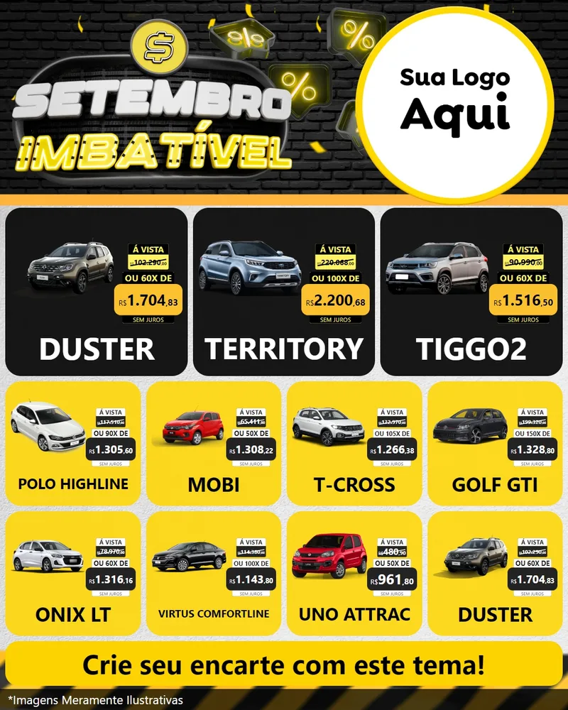 Modelo de Rede Social para Feed Instagram com o tema Setembro Imbatível para Concessionaria de Carros
