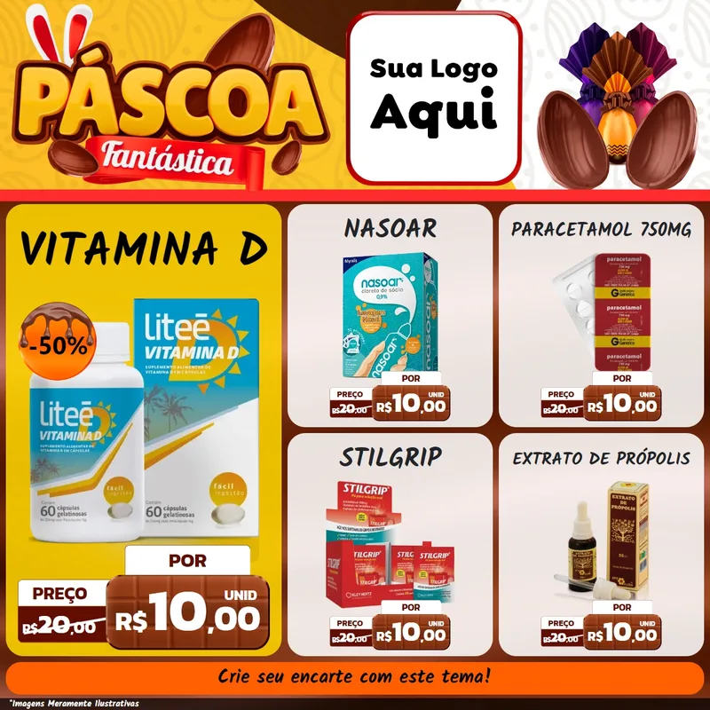 Modelo de Rede Social para Feed Facebook com o tema Páscoa Fantástica para Farmácia