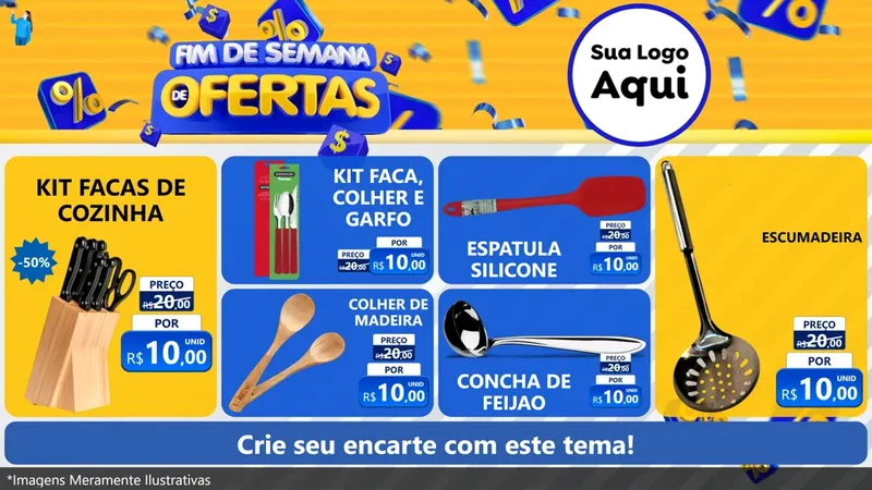 Modelo de TV para TV Horizontal com o tema Fim de Semana de Ofertas para Utilidades Domésticas