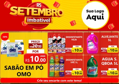 Modelo de Encarte para Encarte A4 Horizontal com o tema Setembro Imbatível para Produtos de Limpeza