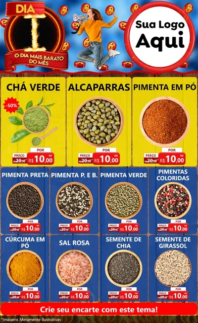 Modelo de Encarte para Encarte Grande com o tema Dia I - O Dia Mais Barato Do Mês para Produtos Naturais