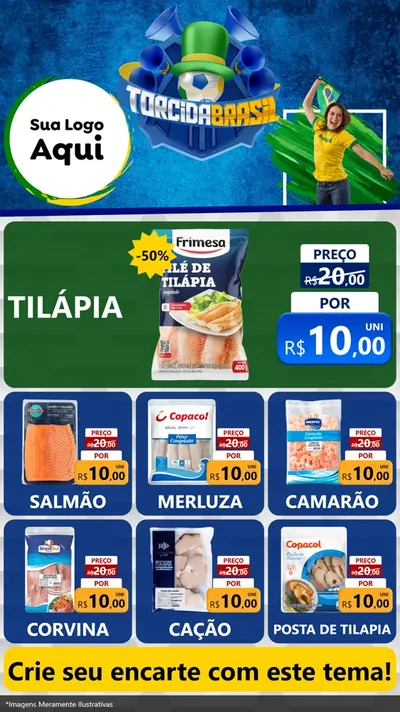 Modelo de Rede Social para Stories com o tema Torcida Brasil - Copa para Peixaria