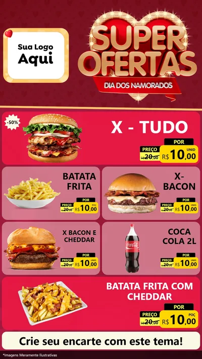 Modelo de TV para TV Vertical com o tema Dia dos Namorados para Hamburgueria