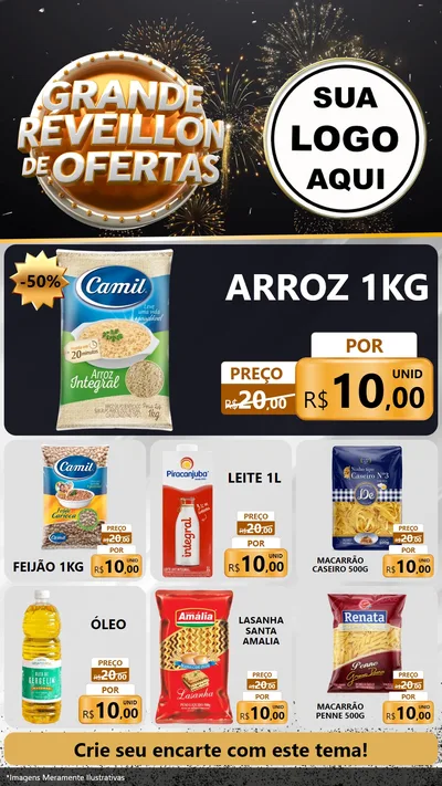 Modelo de Rede Social para Stories com o tema Grande Réveillon de Ofertas para Supermercado