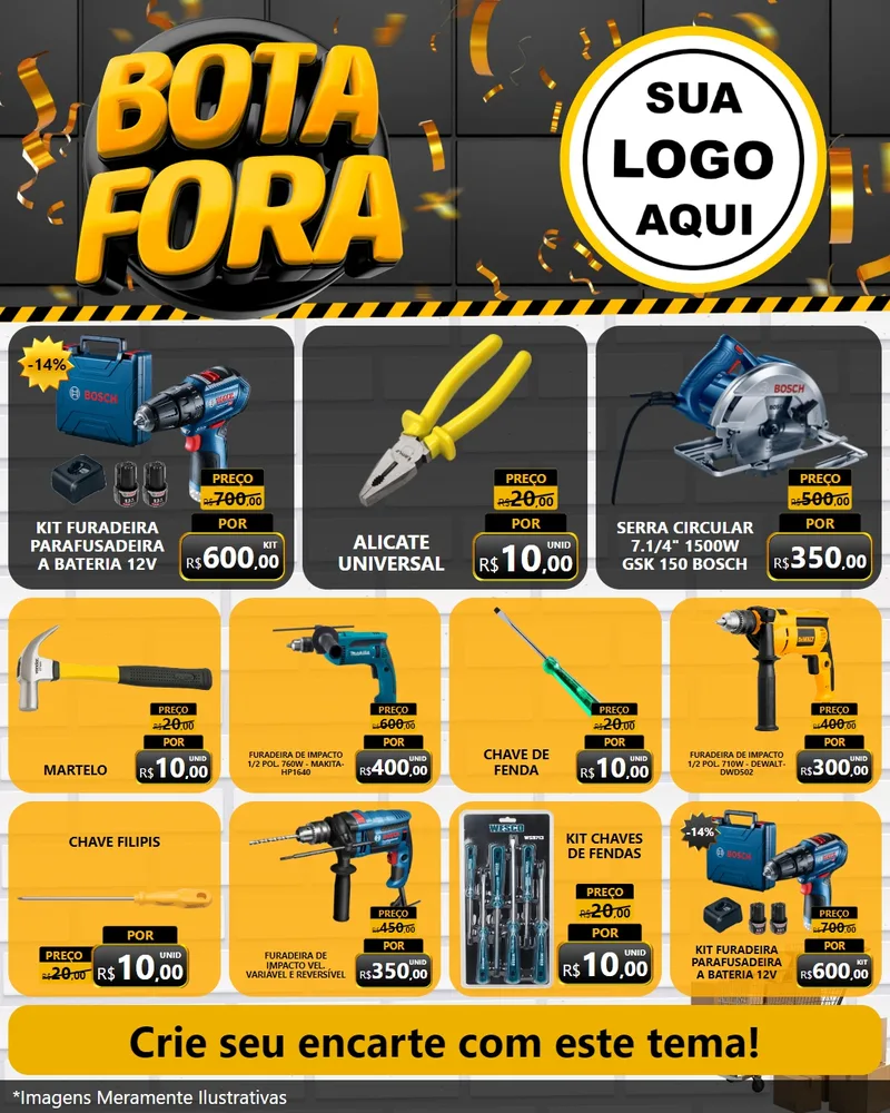 Modelo de Rede Social para Feed Instagram com o tema Bota Fora para Maquinas e Ferramentas