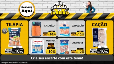 Modelo de TV para TV Horizontal com o tema Mega Saldão de Janeiro para Peixaria