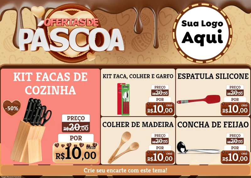 Modelo de Encarte para Encarte A4 Horizontal com o tema Ofertas de Páscoa para Utilidades Domésticas