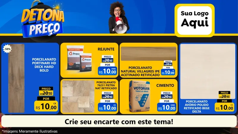 Modelo de TV para TV Horizontal com o tema Detona Preços para Pisos e revestimentos