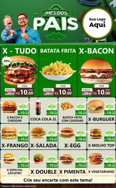 Modelo de Encarte para Encarte Grande com o tema Mês dos Pais para Hamburgueria