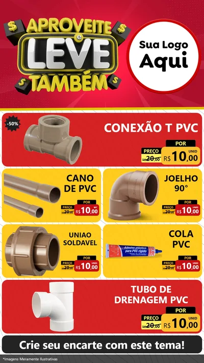 Modelo de TV para TV Vertical com o tema Aproveite e Leve Também para Tubos e conexões
