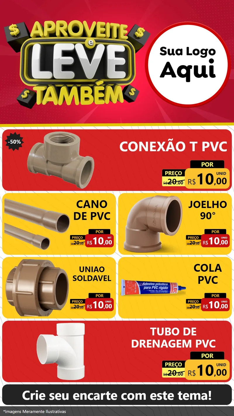Modelo de TV para TV Vertical com o tema Aproveite e Leve Também para Tubos e conexões