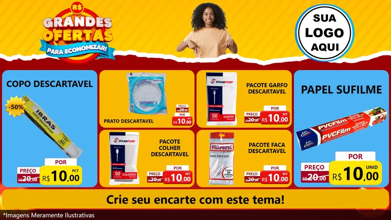 Modelo de TV para TV Horizontal com o tema Grandes Ofertas Para Economizar! para Embalagens
